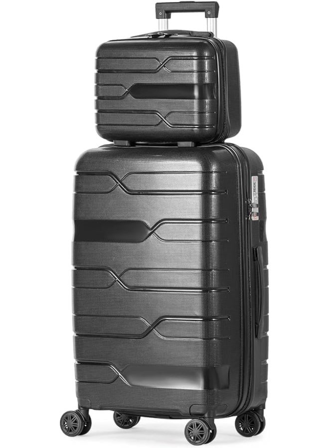 Complete 5-Piece Unbreakable PP Luggage Set - Ultra-Durable Polypropylene Trolley Bags - Sizes: 12", 14", 20", 24", 28" - High-Impact Resistant - Black - Image 4